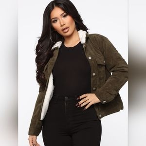 Corduroy Jacket Olive Green Fashion Nova sz Med